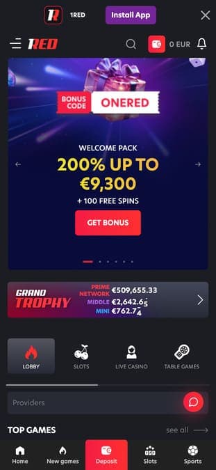 1RED Casino application