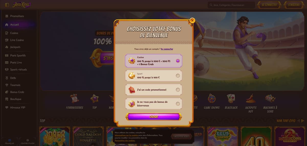 Inscription AbuKing Casino
