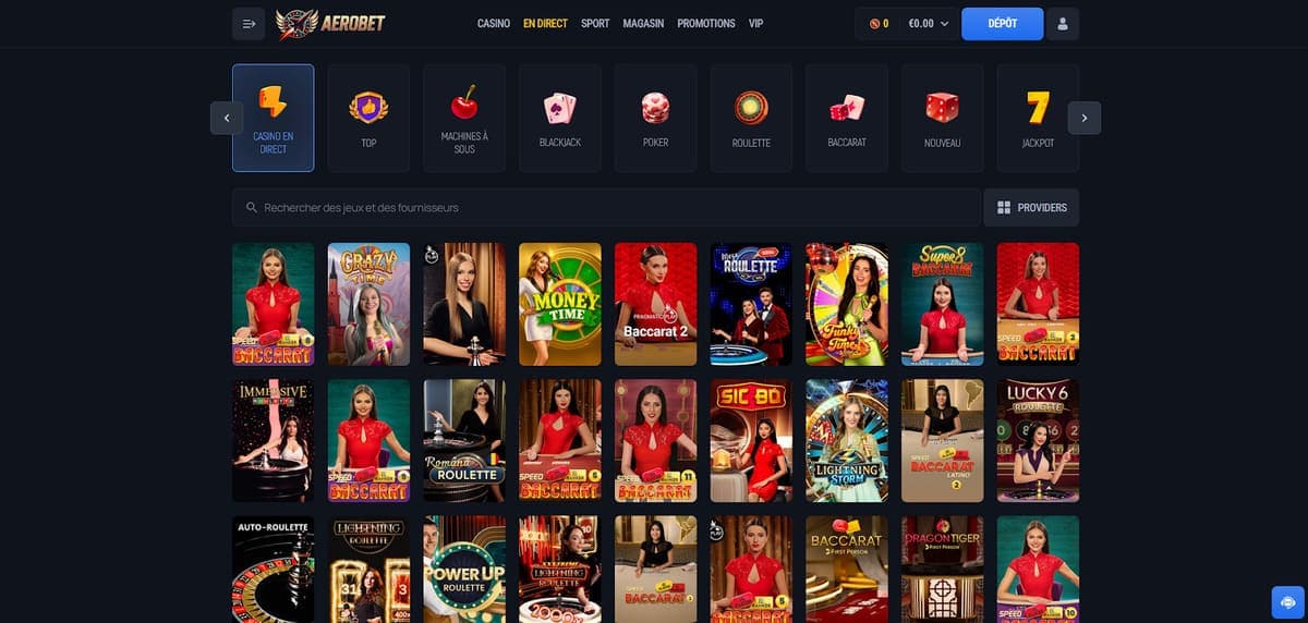 Casino en live Aerobet Casino