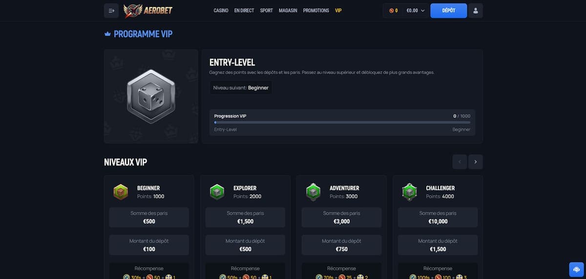 Club VIP Aerobet Casino