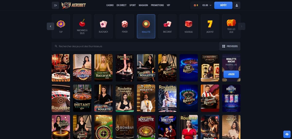 Jeux de table Aerobet Casino