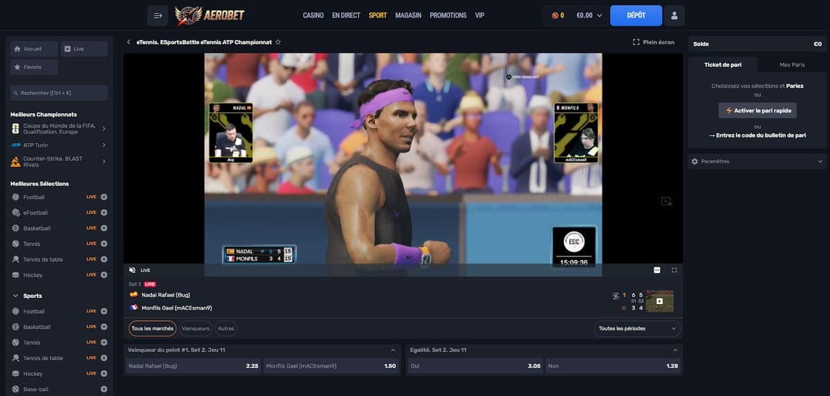 Paris en direct Aerobet Casino