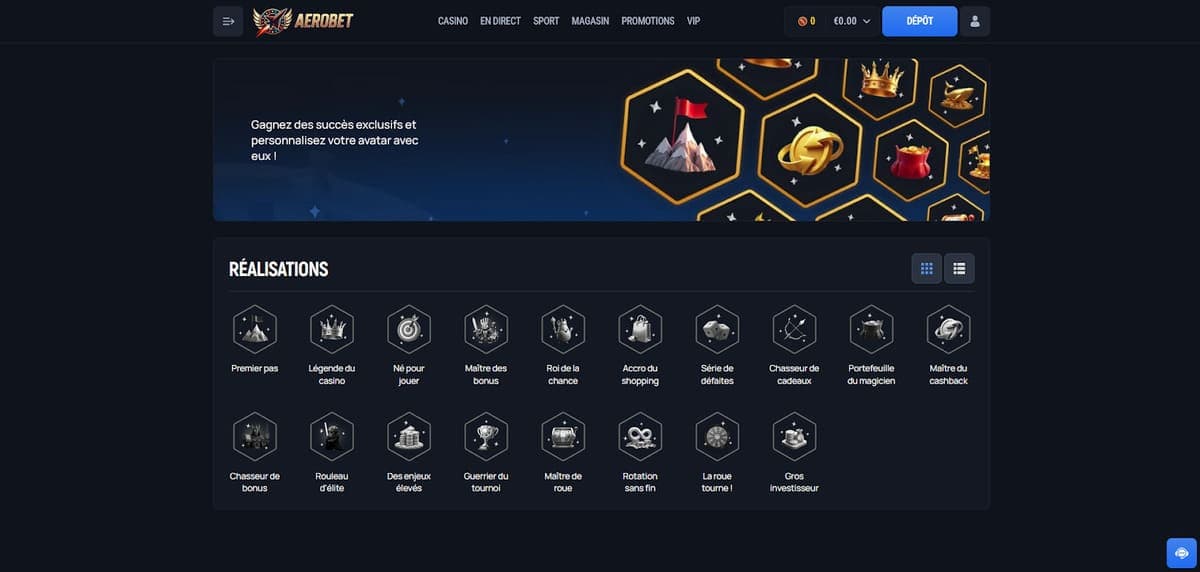Réalisations Aerobet Casino
