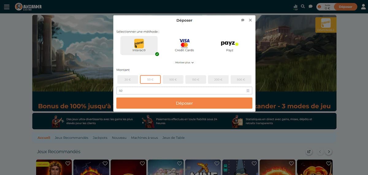 Dépôt Alexander Casino