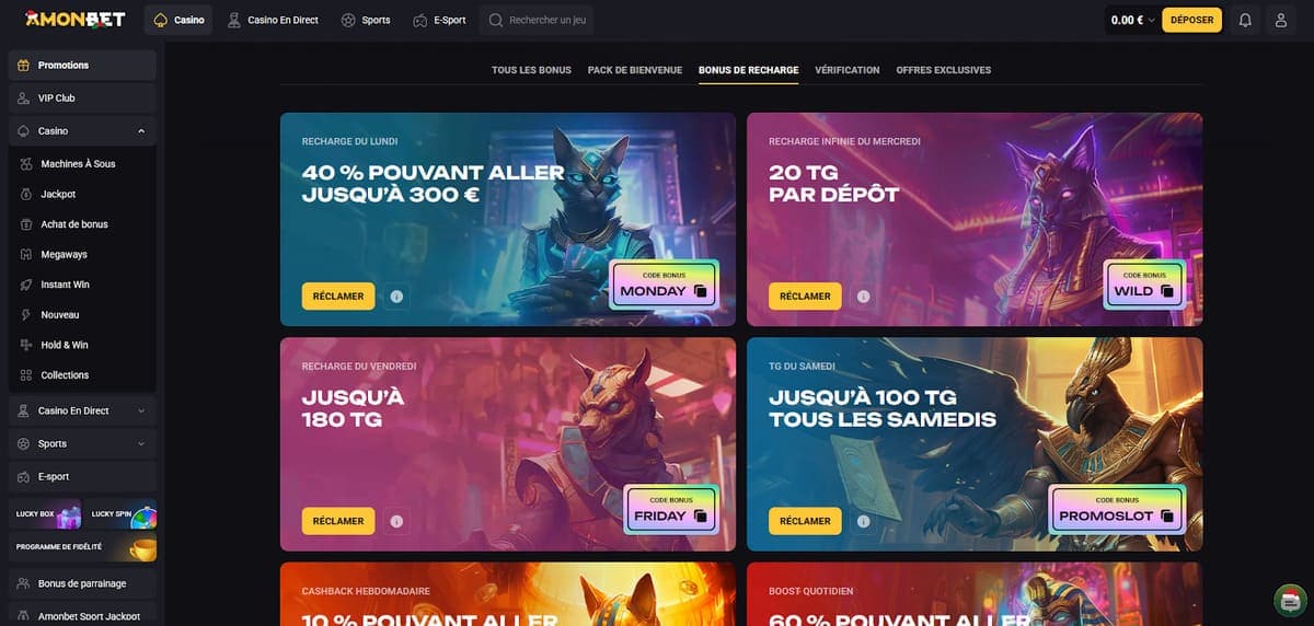 Bonus recharge Amonbet Casino