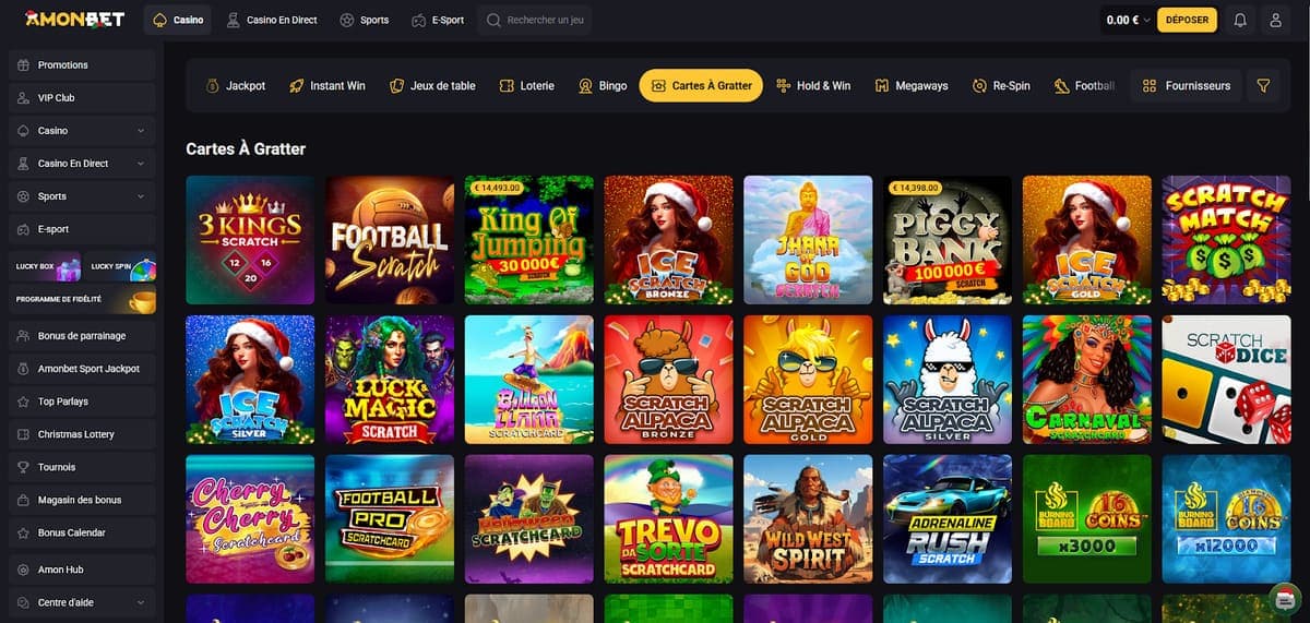 Cartes à gratter Amonbet Casino