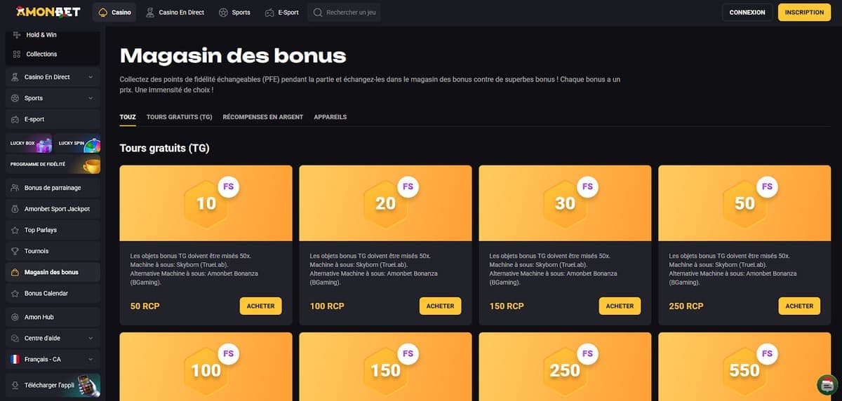 Magasin bonus Amonbet Casino