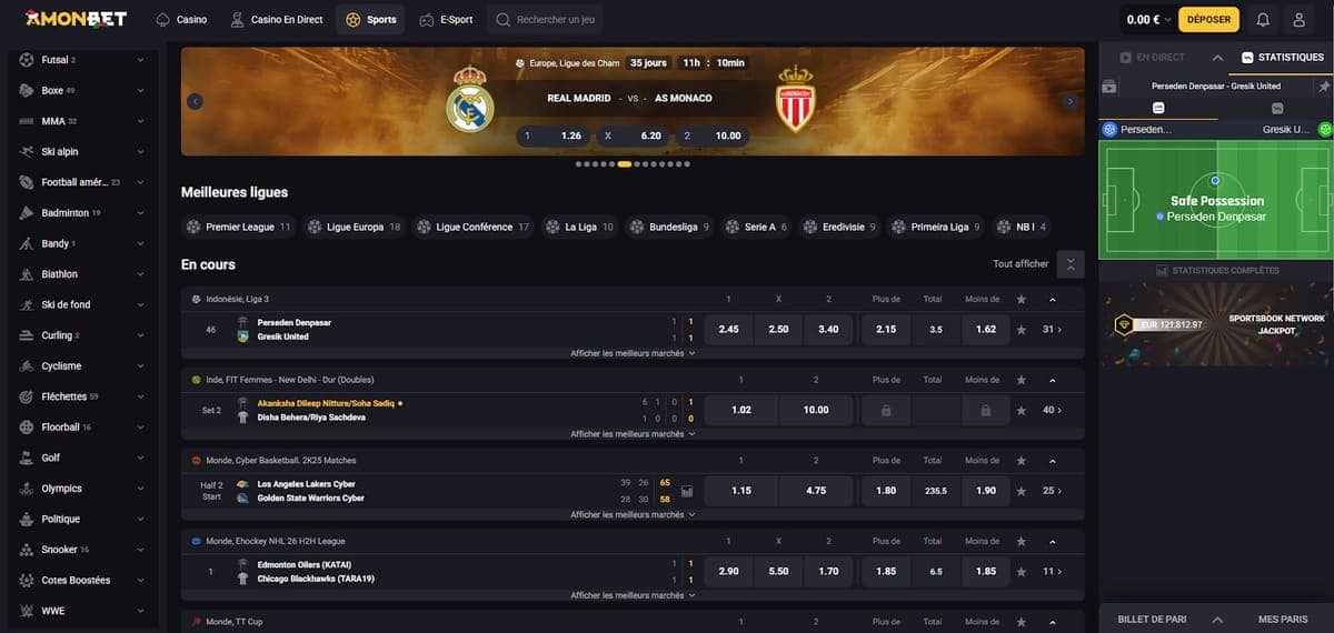 Paris sportifs Amonbet Casino