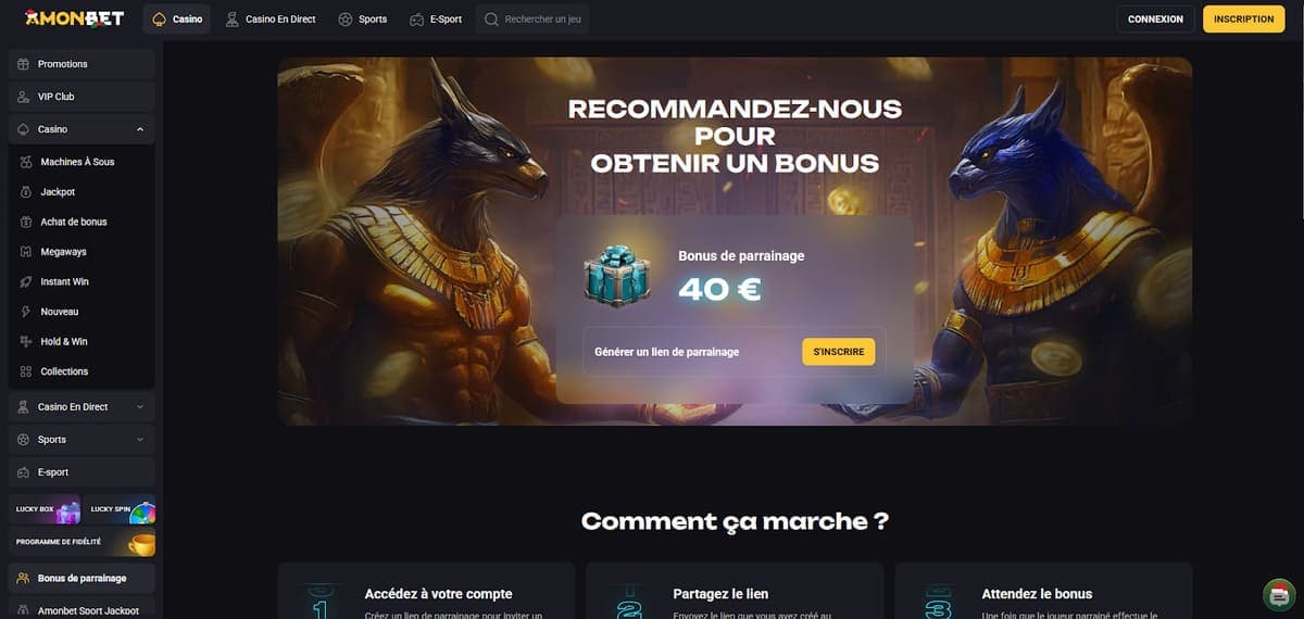 Parrainage Amonbet Casino