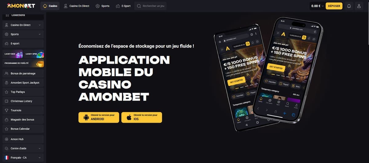 Version mobile Amonbet Casino