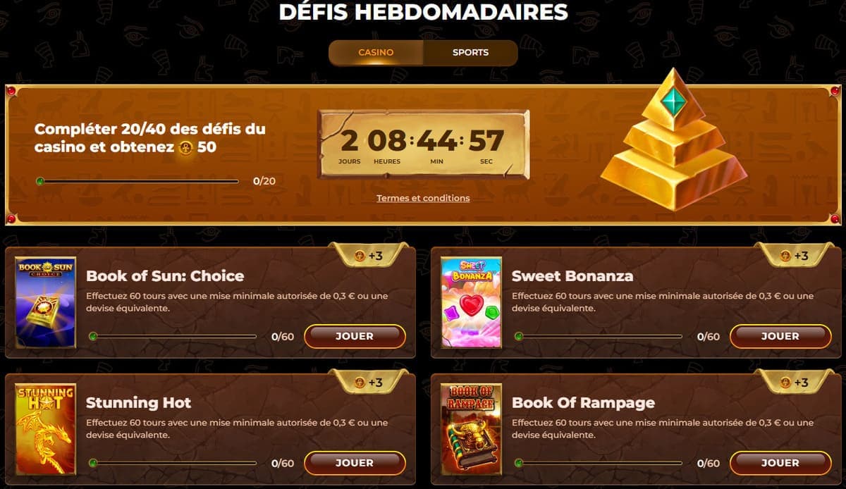 Défis hebdomadaires AmunRa