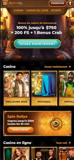 Version mobile AmunRa casino