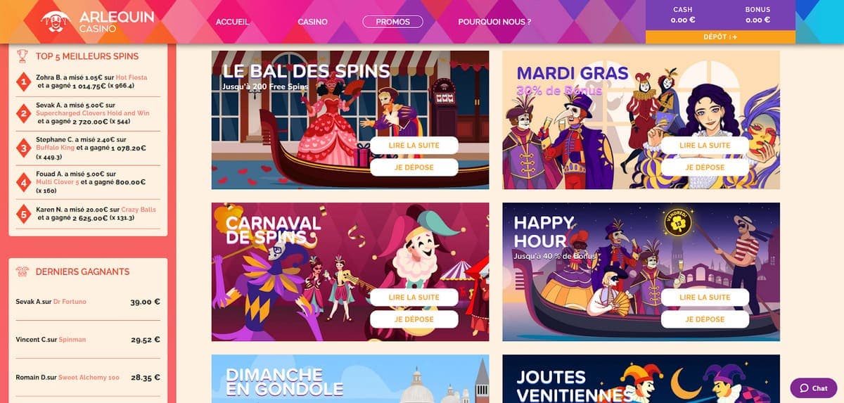 Autres promos Arlequin Casino
