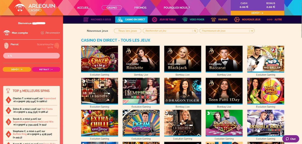 Live Arlequin Casino