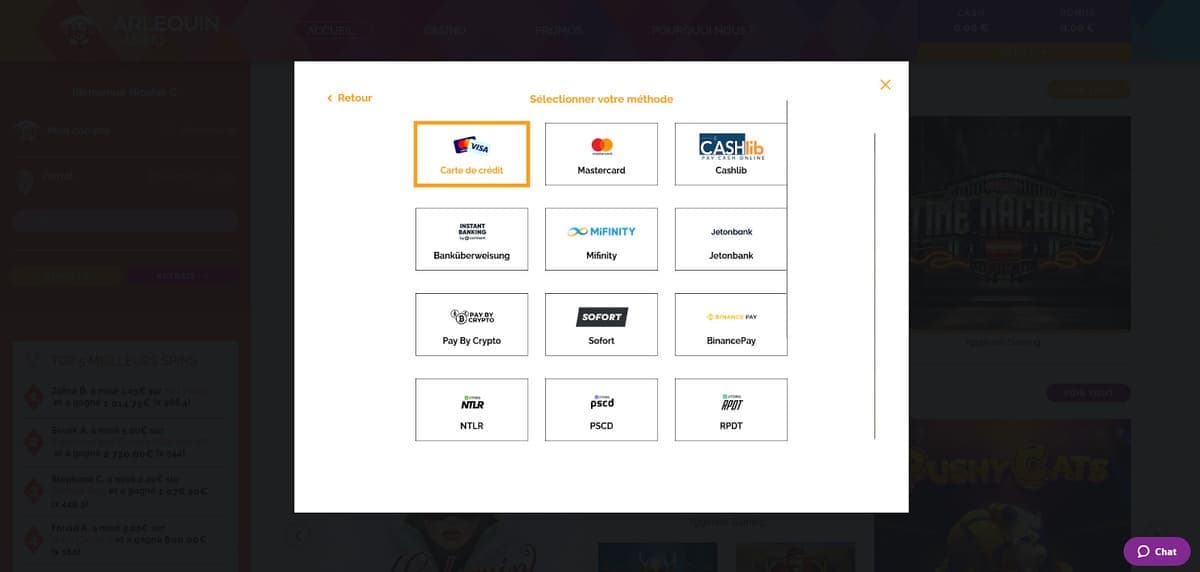 Paiements Arlequin Casino