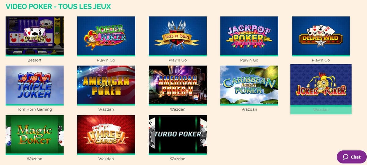 Vidéo poker Arlequin casino