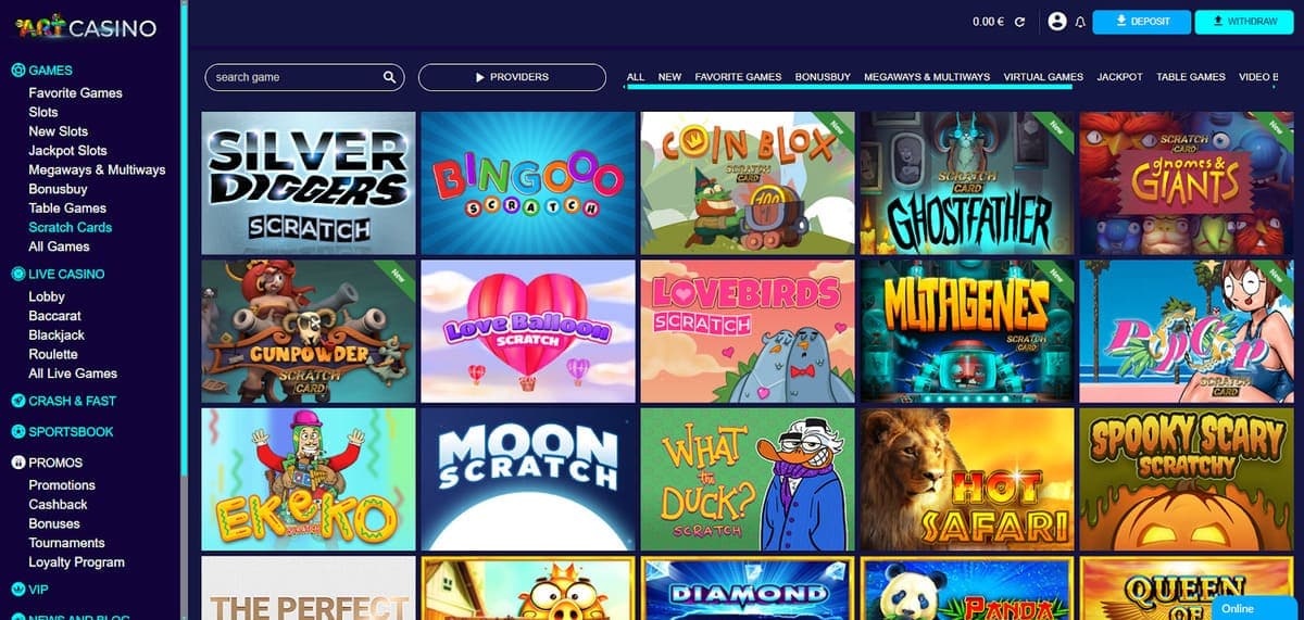 Jeux de grattage Art casino