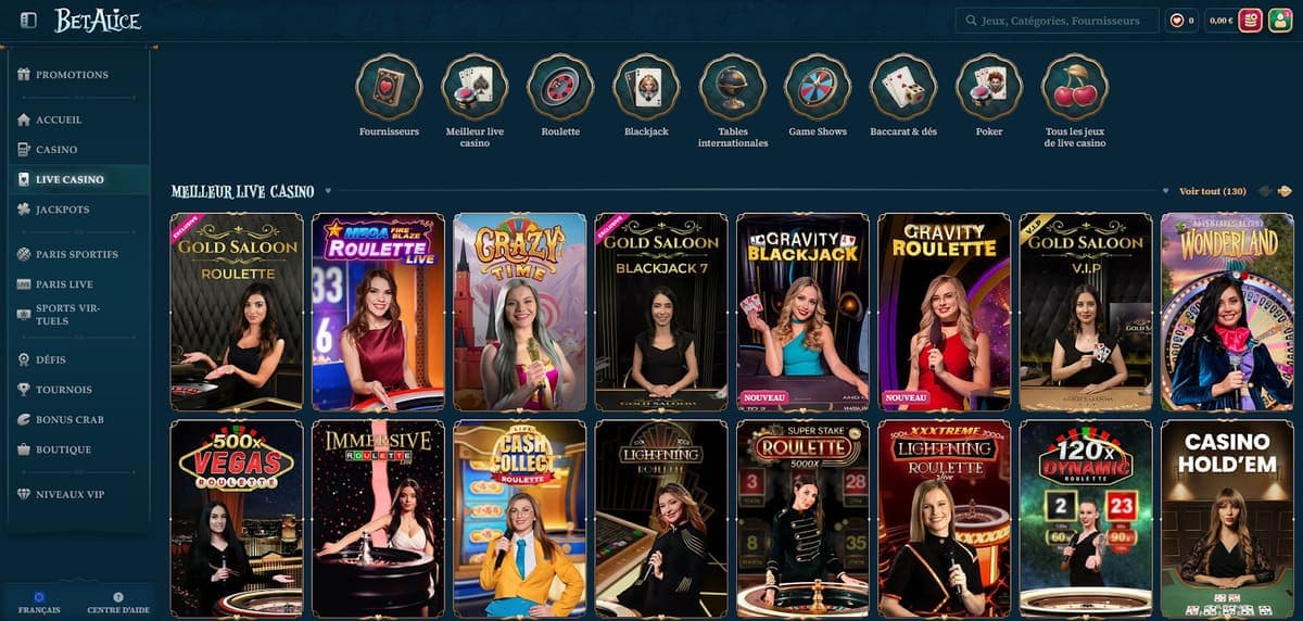 Live casino BetAlice Casino