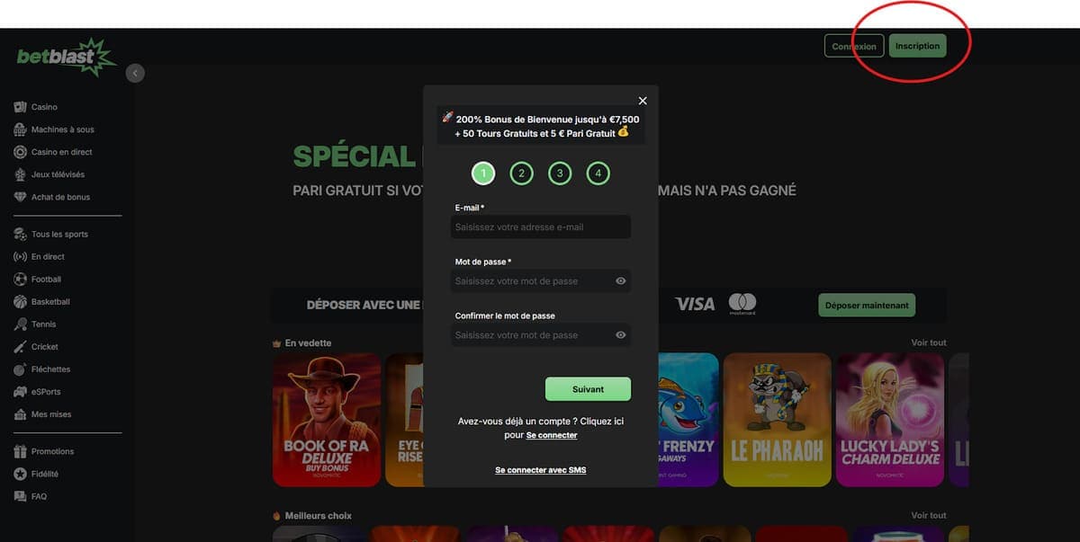 Inscription Betblast Casino