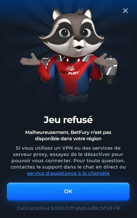 Jeu refusé Betfury