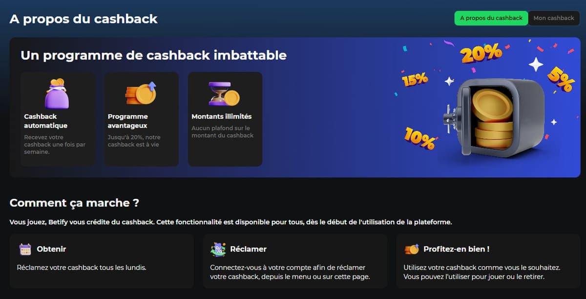 Bonus cashback Betify