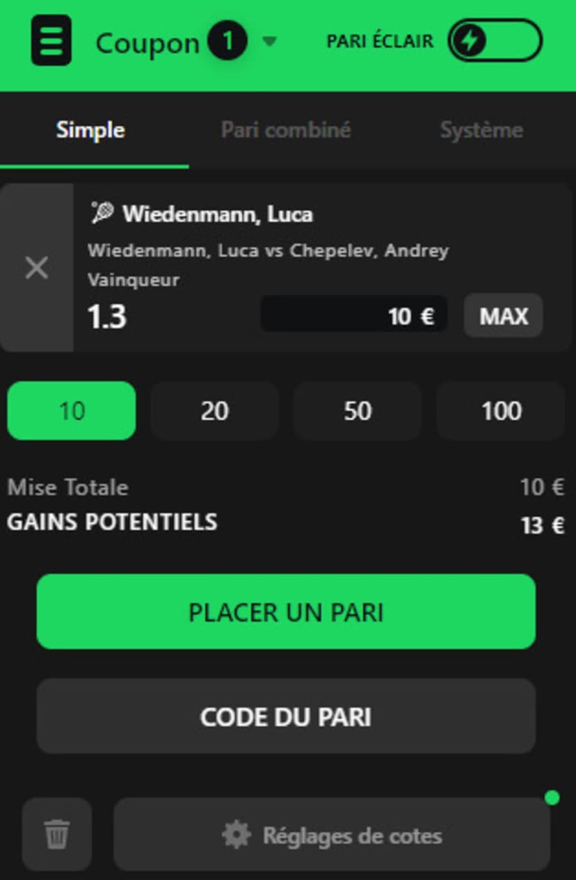 Exemple ticket pari Betify