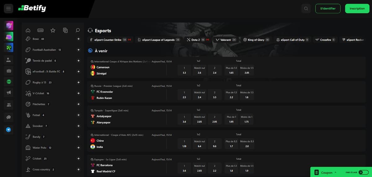 Sports virtuels Betify Casino