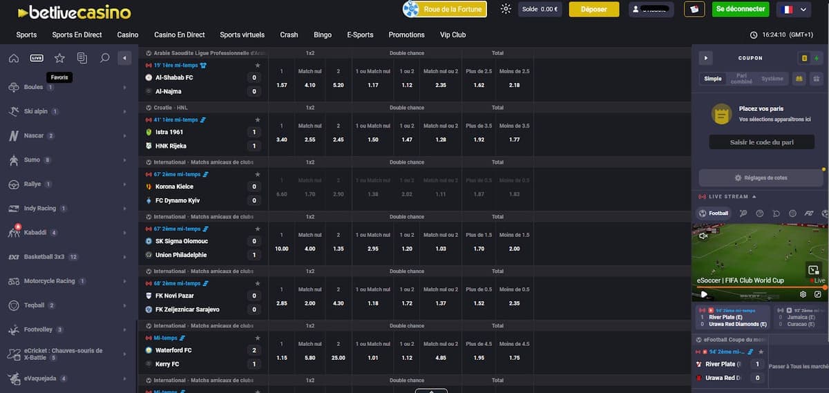 Paris en direct BetLive Casino