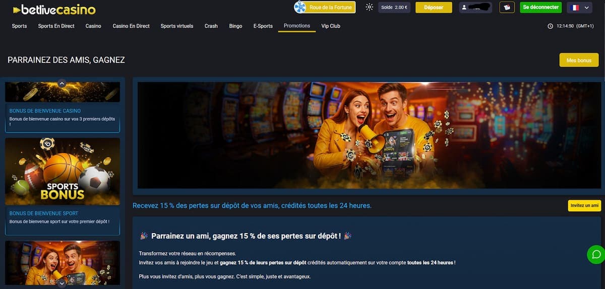Parrainage BetLive Casino