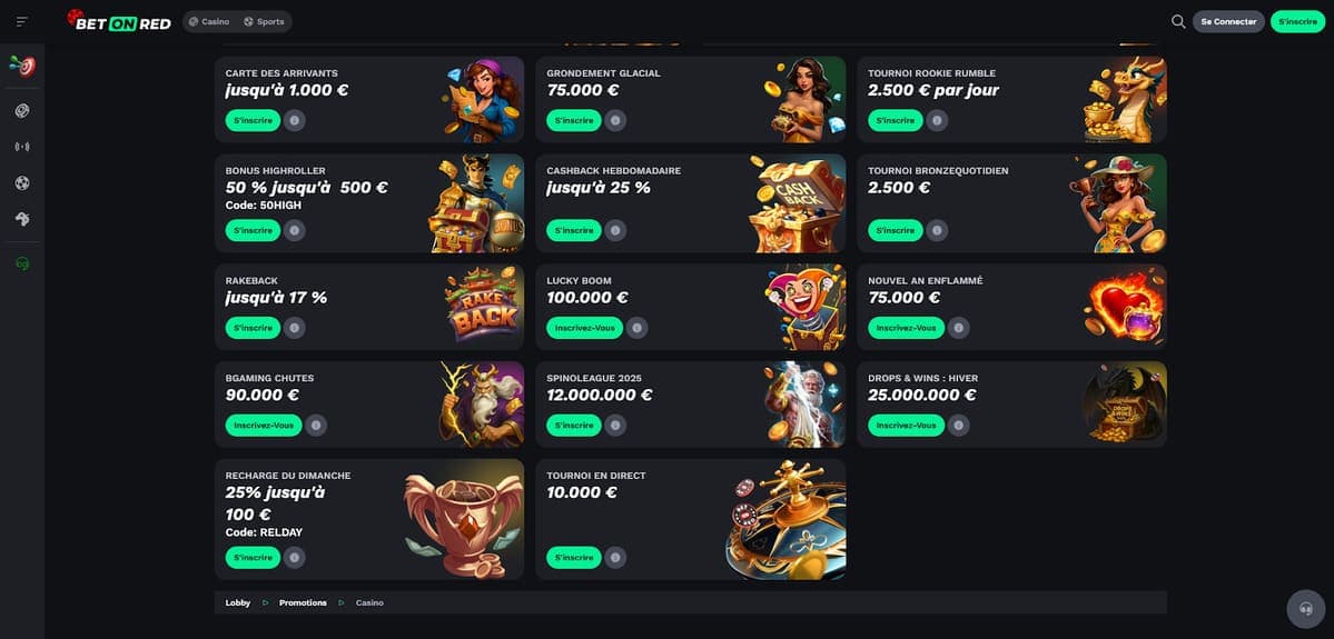 Autres bonus réguliers Bet On Red Casino