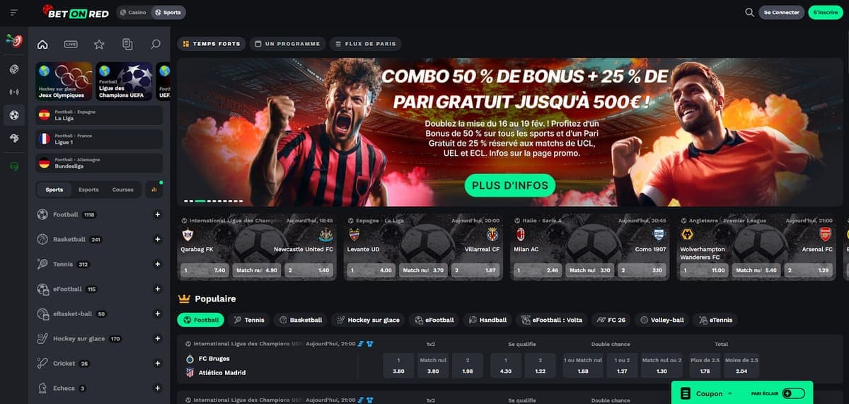 Paris sportifs Bet On Red Casino