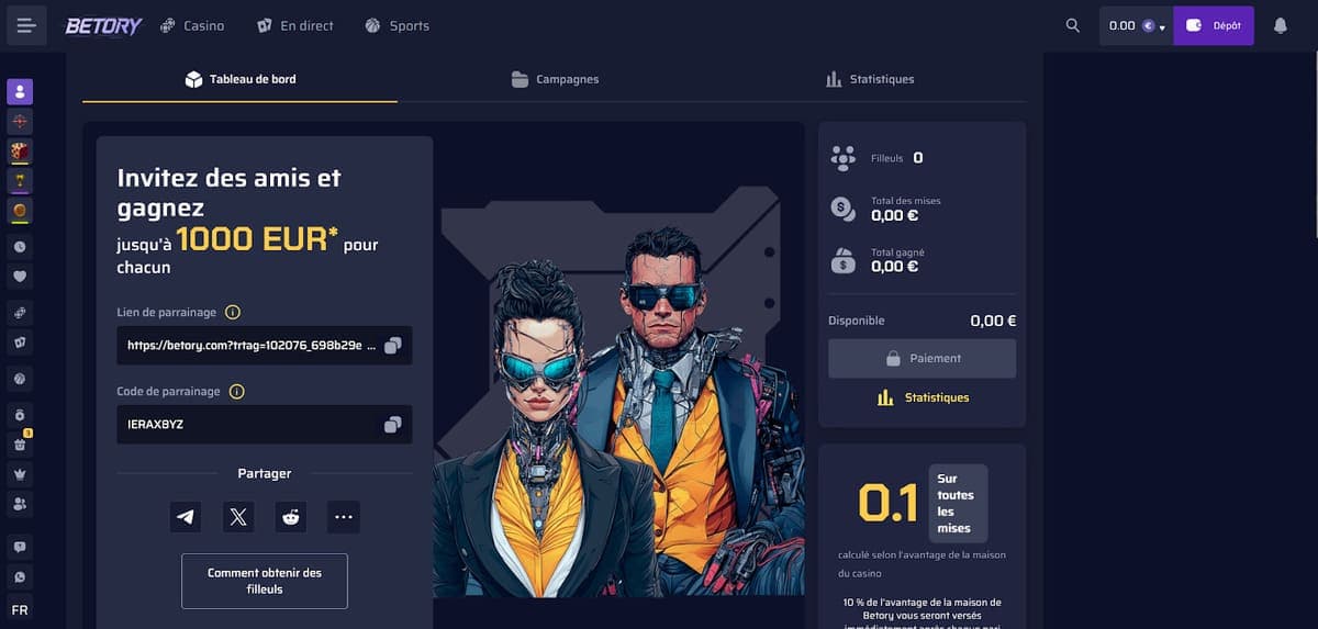 Parrainage Betory Casino