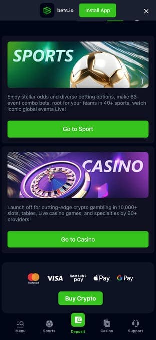 Bets.io casino application