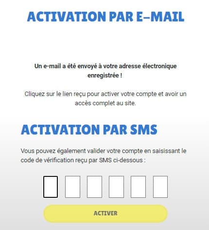 Vérification email et téléphone Betzino