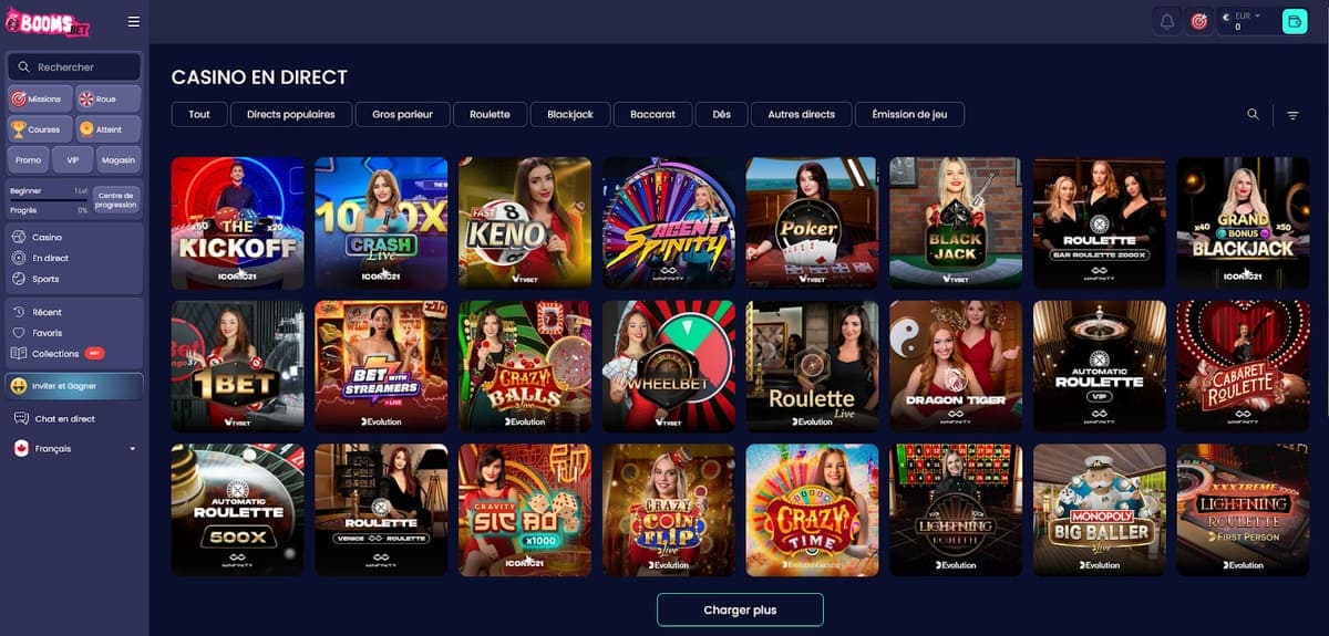 Casino en direct Boomsbet Casino