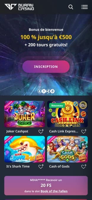 Buran Casino application