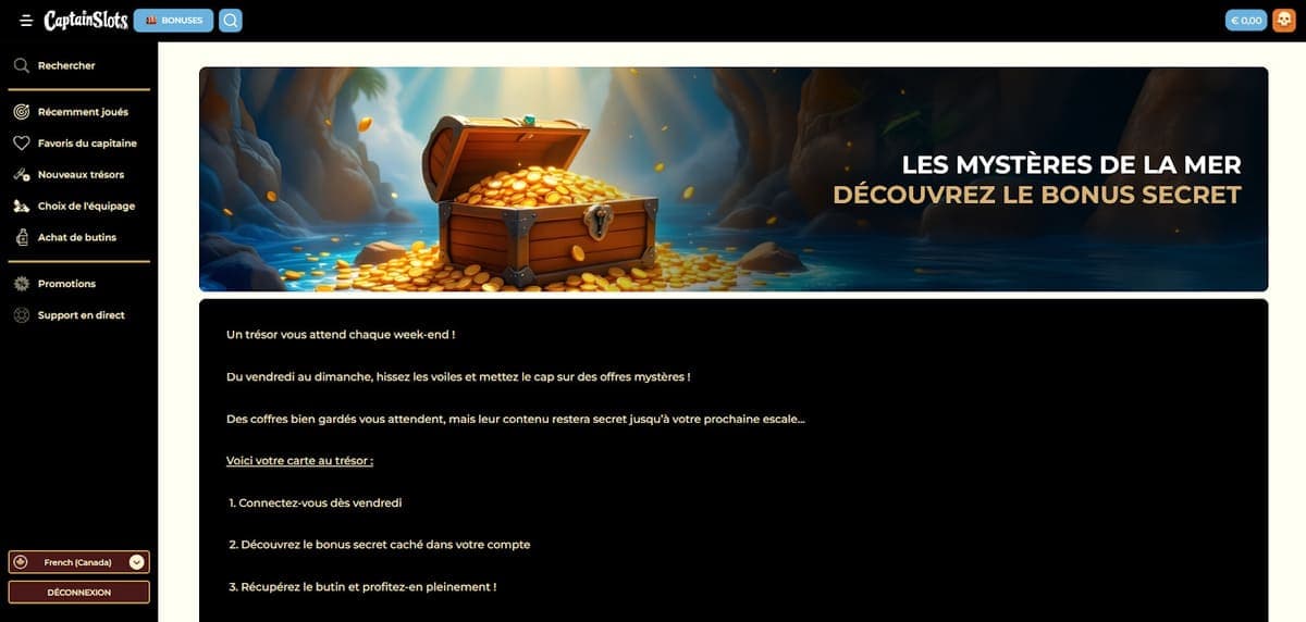 Mystères de la mer Captain Slots Casino