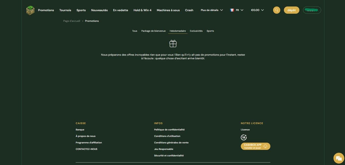 Promotions CashBox Casino