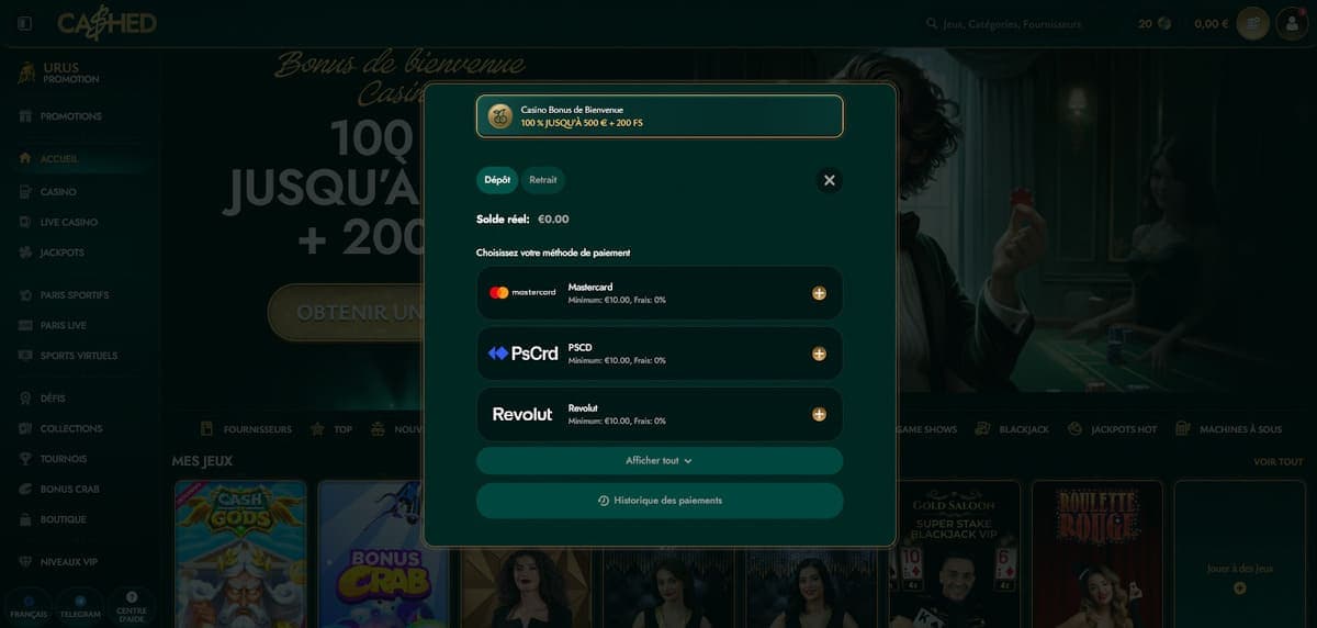 Dépôt Cashed Casino