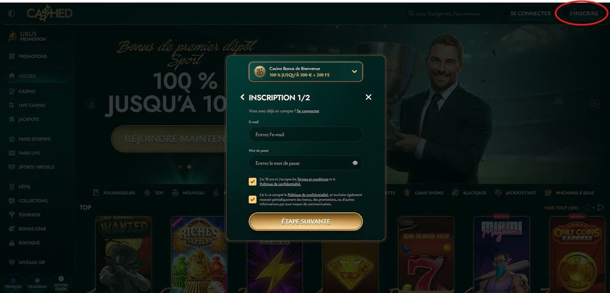 Inscription Cashed Casino