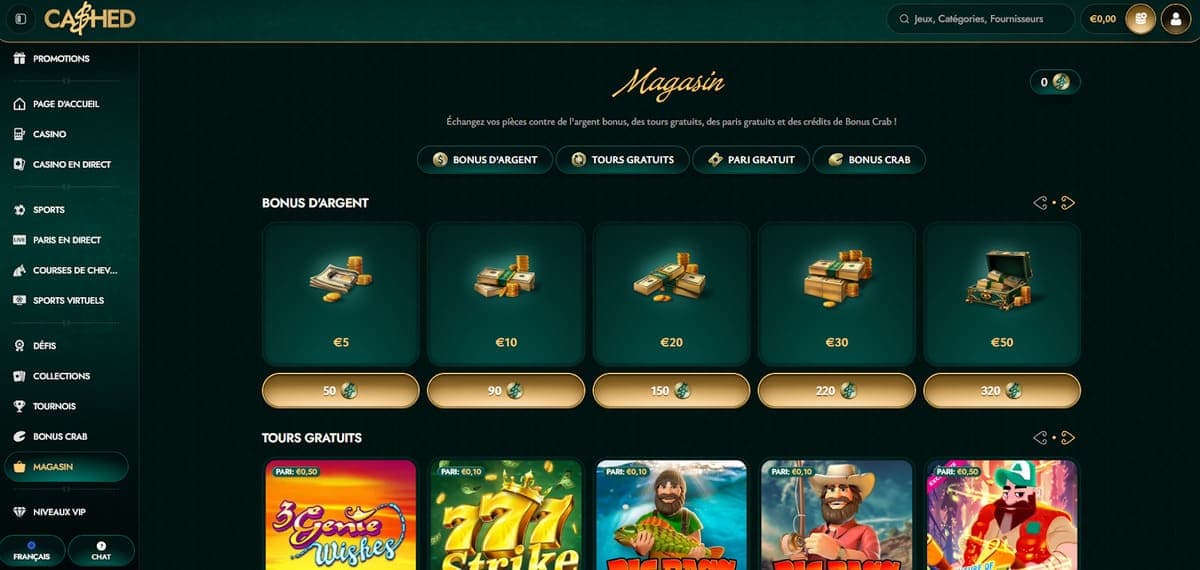 Magasin Cashed casino