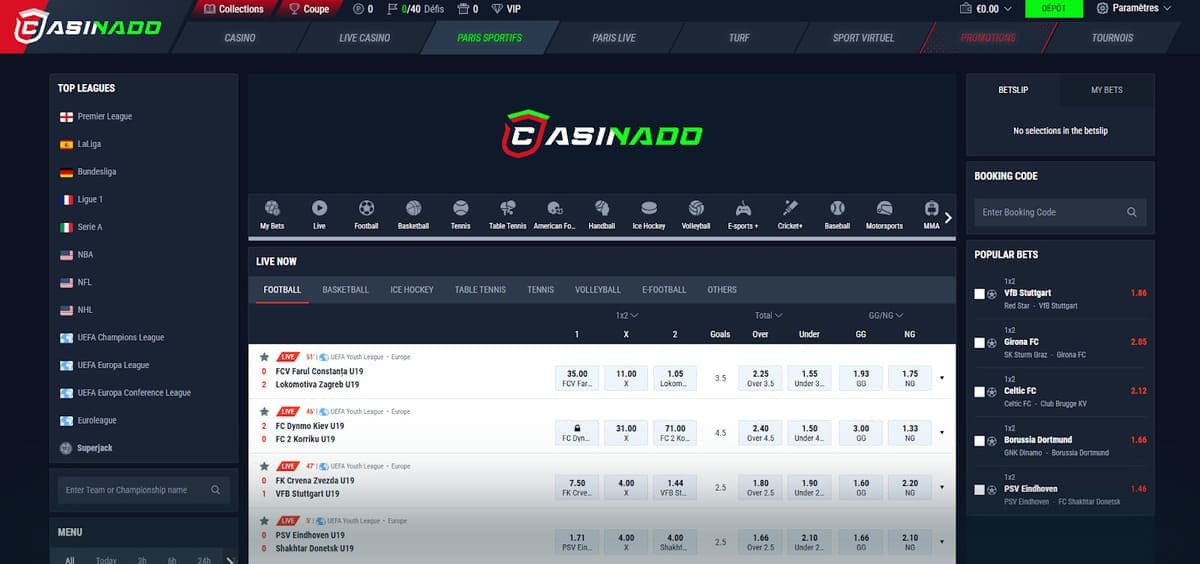 Pari sportif Casinado