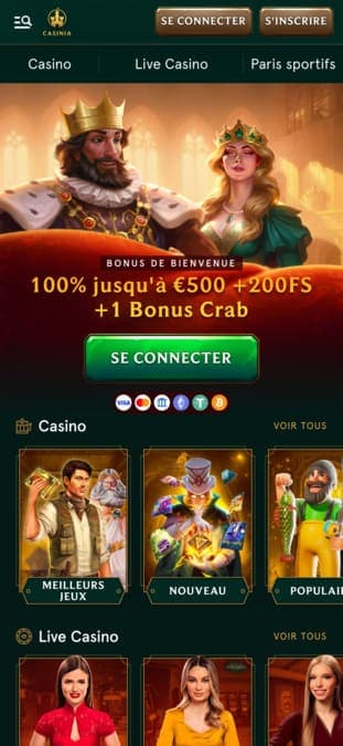 Casinia Casino application