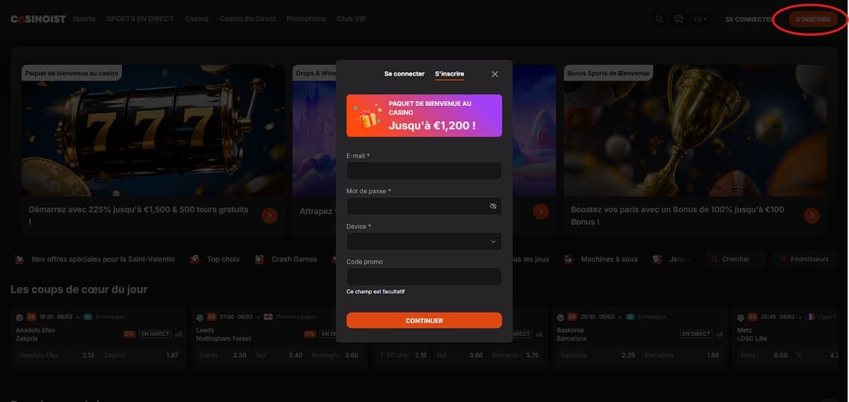 Inscription Casinoist Casino