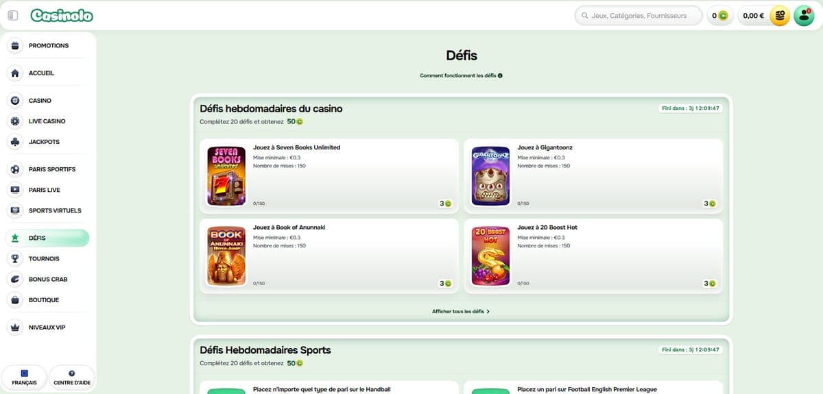 Défis Casinolo