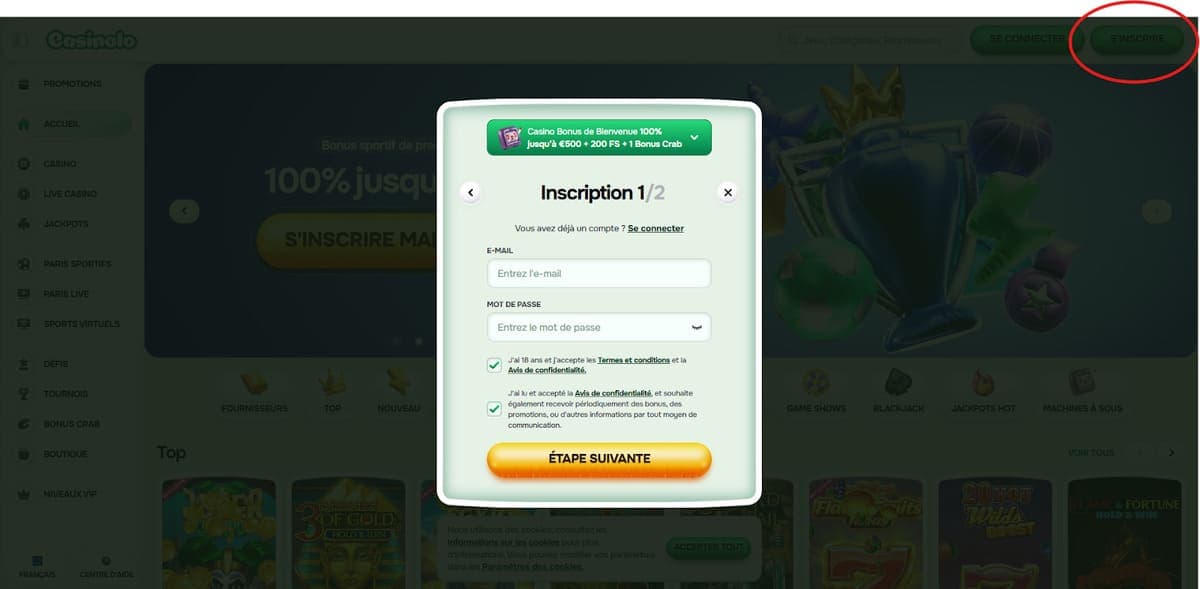 Inscription Casinolo