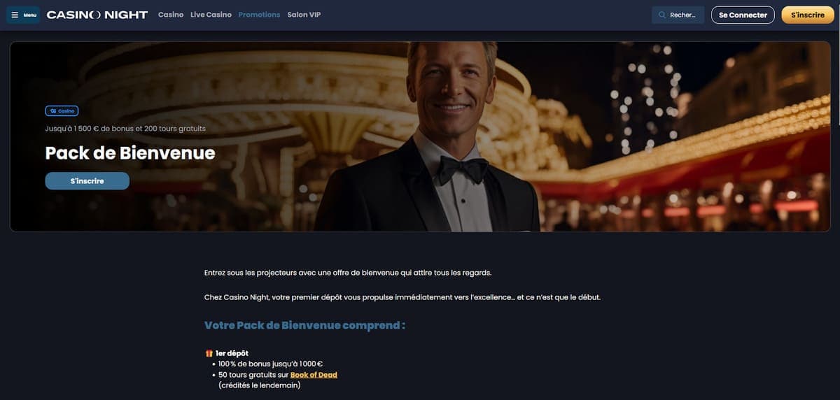 Bonus bienvenue Casino Night Casino