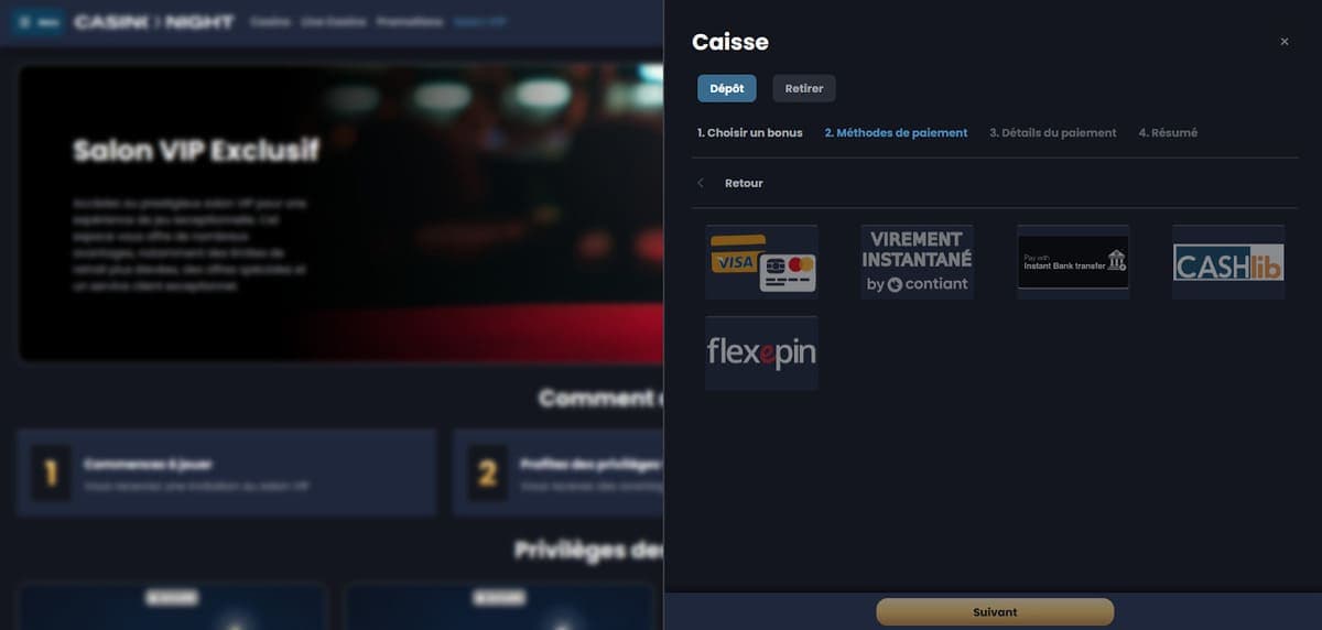 Dépôt Casino Night Casino