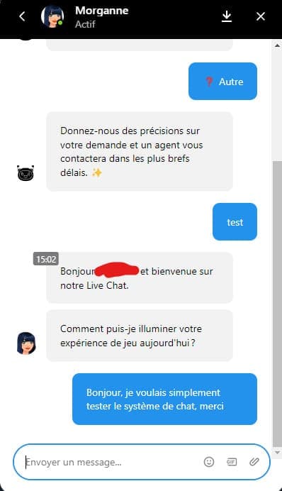 Exemple chat Casinozer