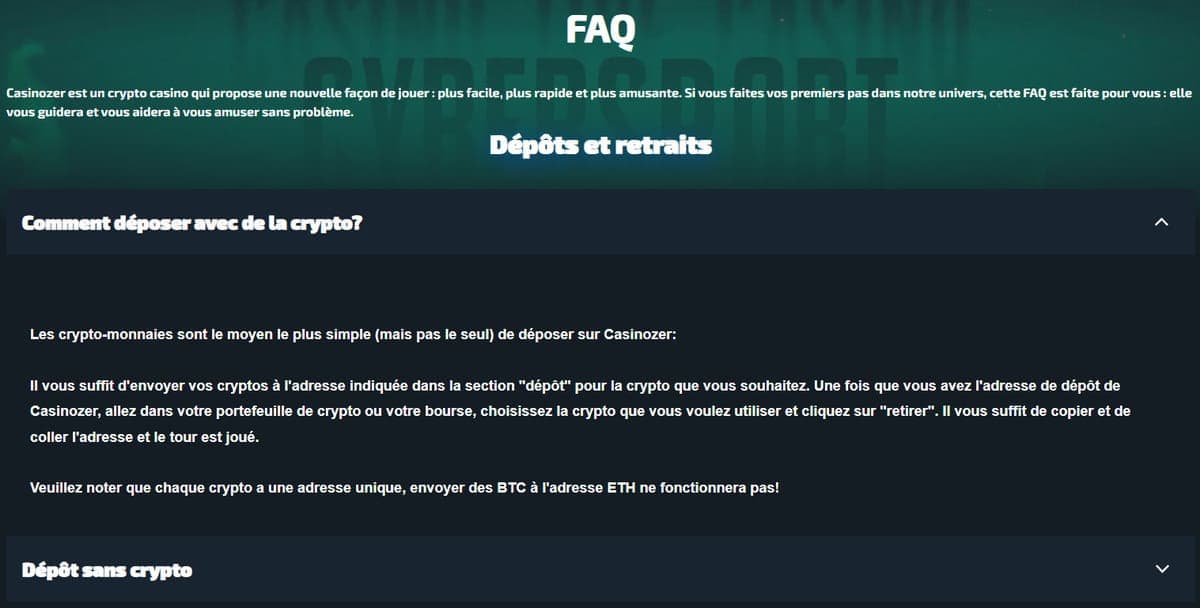 FAQ Casinozer